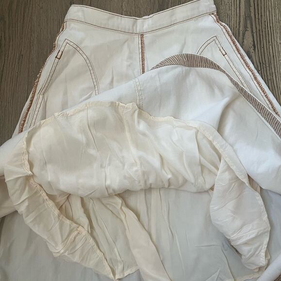 Maeve Anthropologie Parkland Denim A-Line Midi Skirt Cream Size 0 - Picture 8 of 9